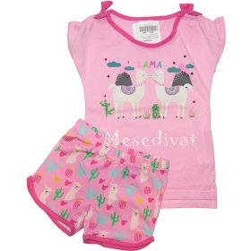 Lámás nyári együttes kislányoknak rózsaszín