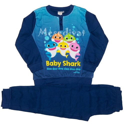 Baby Shark pamut pizsama sötétkék