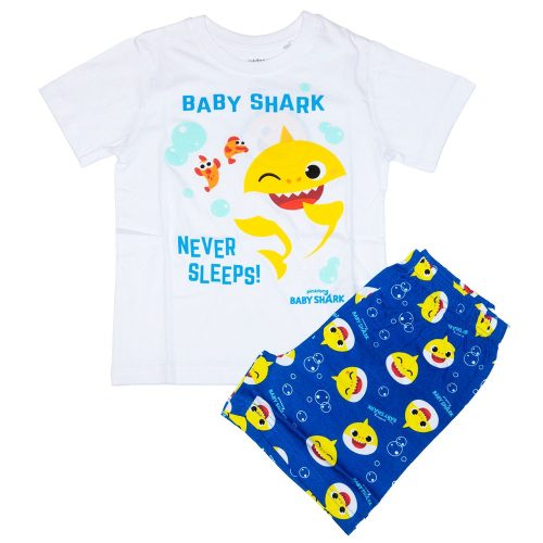 Baby Shark nyári pizsama fehér sötétkék
