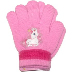 Unikornisos kötött kesztyű rózsaszín
