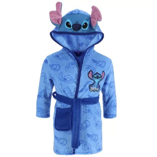 Stitch kapucnis korall köntös kék