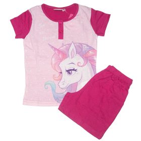 Unikornisos nyári rövid pizsama pink